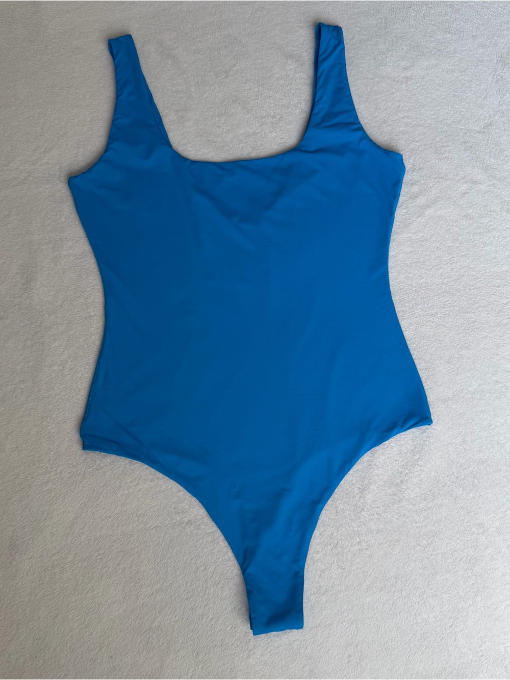 Women's Scoop Neck Blue Stretch Pumiey Bodysuit